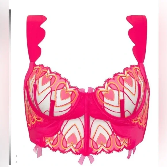 New! For Love and Lemons Graphic Hearts Bustier Top small - Picture 3 of 8